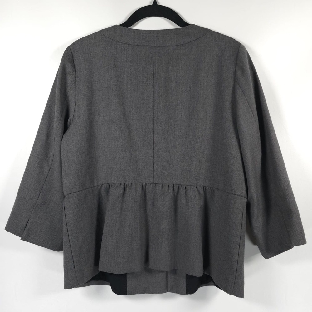 J. CREW 100%‎ WOOL Hidden Button Jacket Blazer Coquette Size 12 Charcoal Suiting - Picture 7 of 11